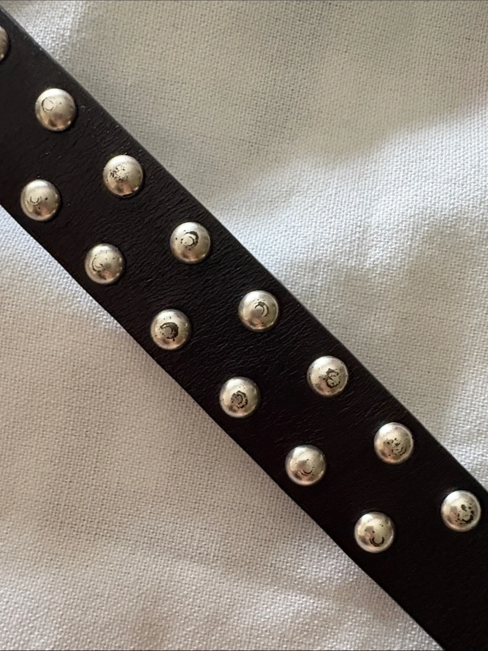 Madewell black leather belt with silver stud hardware